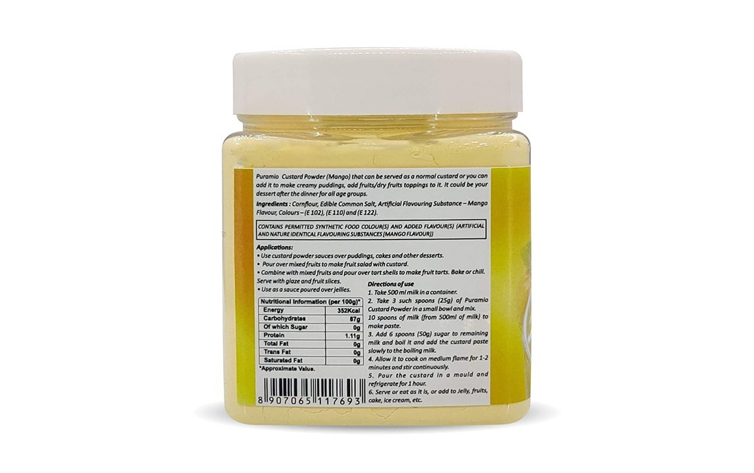 Puramio Custard Powder Mango    Plastic Jar  250 grams